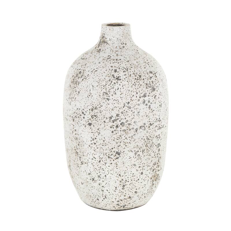 White Ceramic Antique Style Textured Decorative Vase