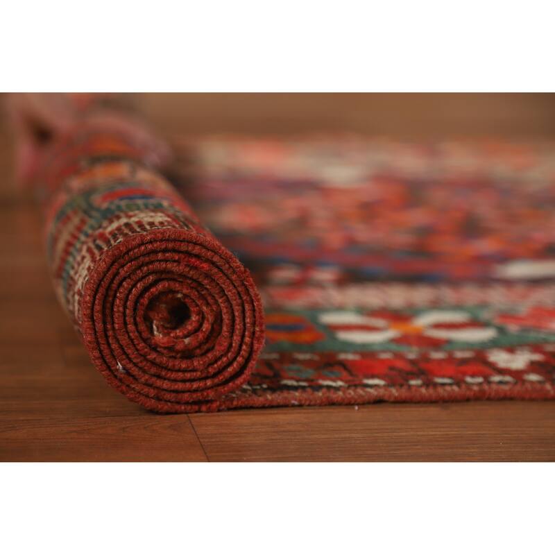 Hand Knotted Oriental 100% Wool Carpet Traditional Tribal Brown Kazak Runner Rug - 12' 6'' X 3' 4''