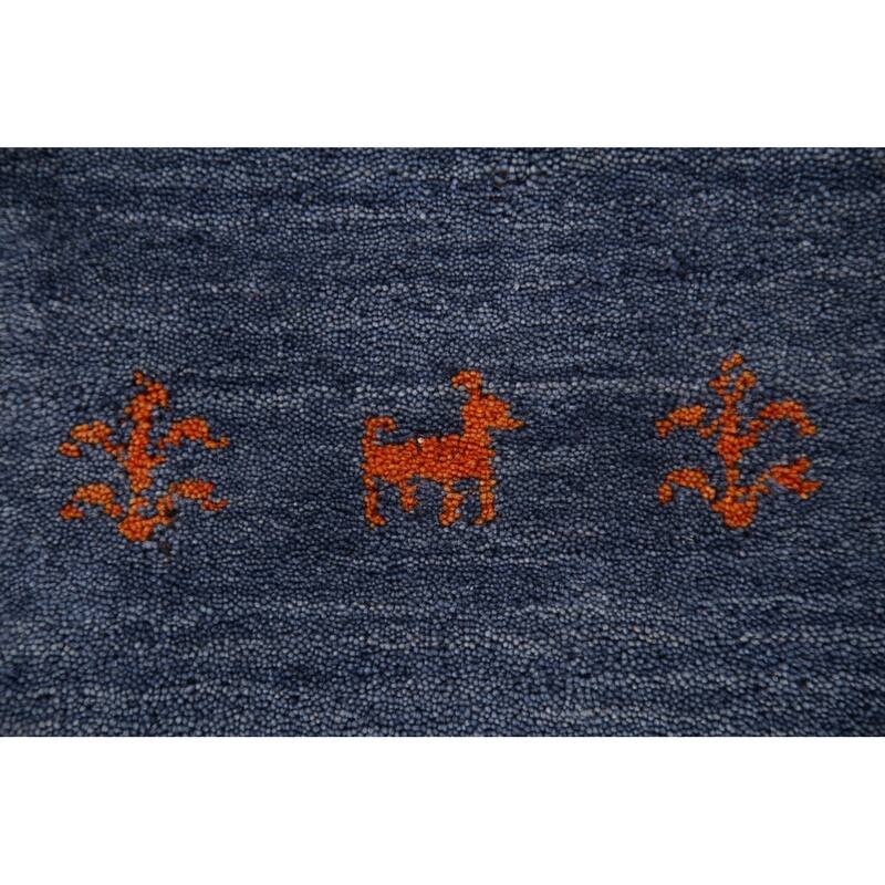 Striped Gabbeh Indian Area Rug Hand-Knotted Wool Carpet - 8'2" x 9'7"
