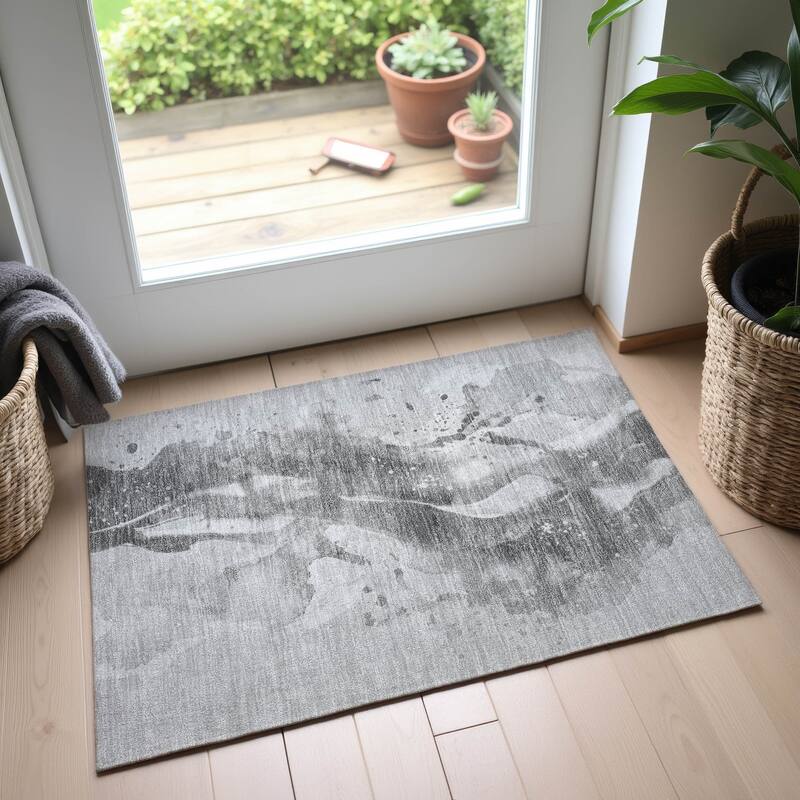 Premium Washable Super Soft Abstract Glam Mayfield Rug - Gray - 1'8" x 2'6"