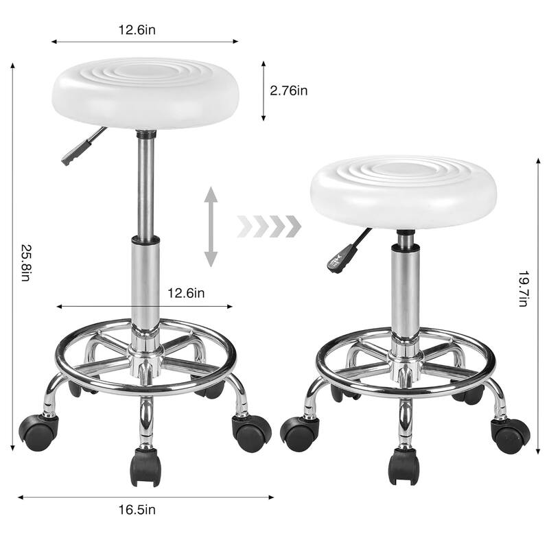 Javlergo PU Leather Salon Stool with Footrest 360° Swivel Adjustable Height Rolling Stool for Salon Medical & Home Use