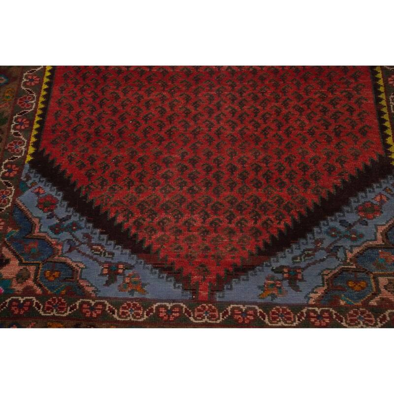 Hand Knotted Oriental 100% Wool Carpet Traditional Geometric Oranges & Rust Botemir Runner Rug - 10' 3'' X 3' 9''
