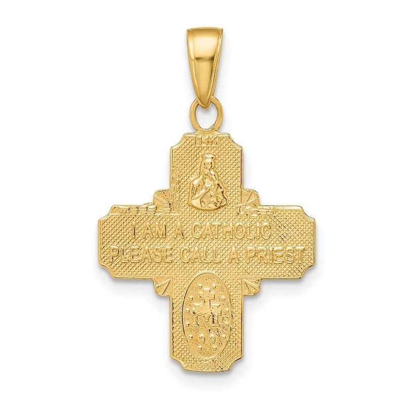 Curata 10k or 14k Yellow Gold 18" 29x19mm Four Way Cross Medal Necklace