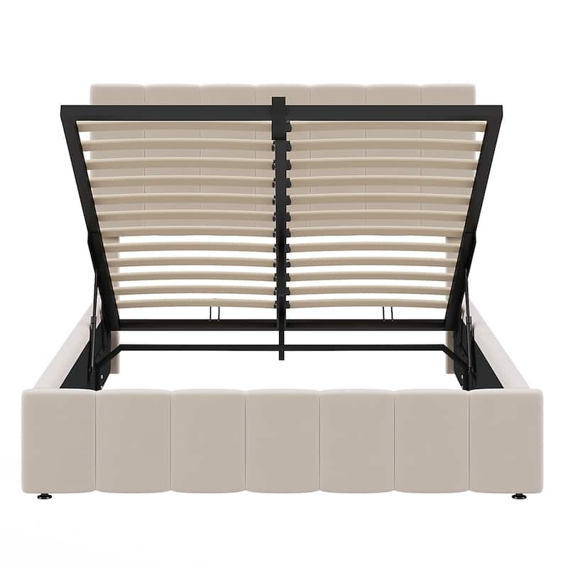 Full size Upholstered Platform bed with a Hydraulic Storage System