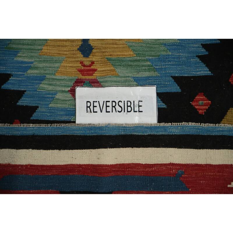 Hand Woven Oriental 100% Wool Carpet Southwestern Tribal Multi-Colored Kilim Area Rug - 8' 0'' X 5' 9''