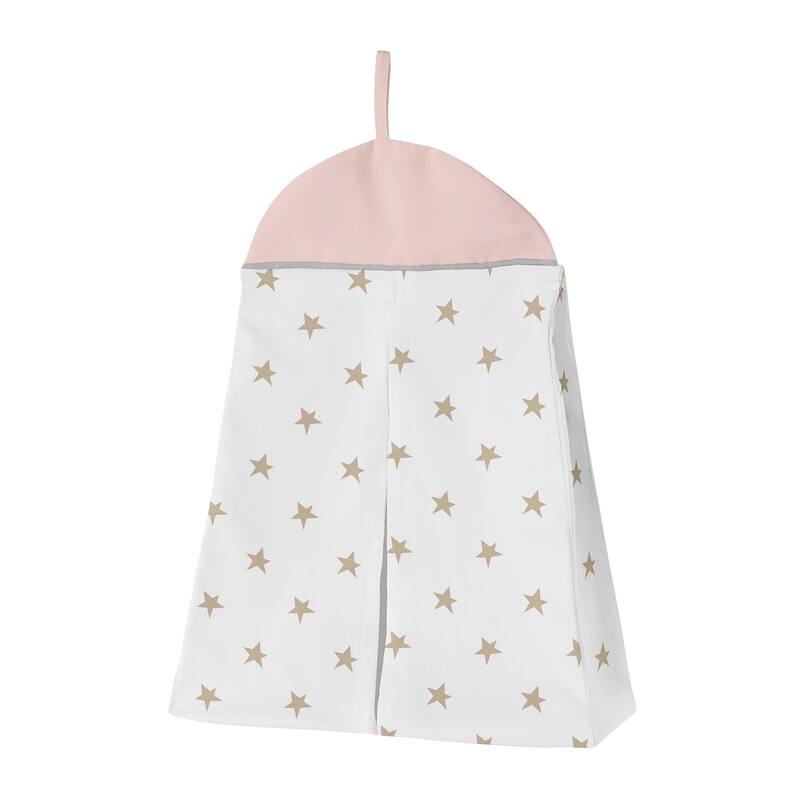 Sweet Jojo Designs Blush Pink Gold Grey & White Star and Moon Celestial Collection Baby Girl 4-pc Bumperless Crib Bedding Set