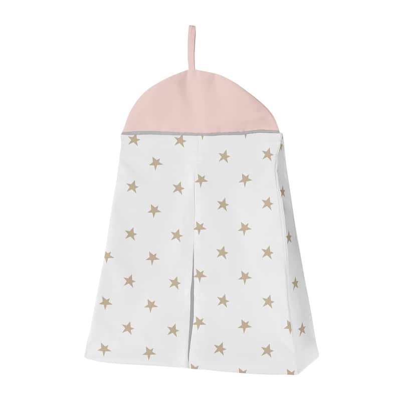 Sweet Jojo Designs Blush Pink Gold Star and Moon Girl 5-piece Nursery Crib Bedding Set Grey Celestial Sky Stars Gray Shabby Chic