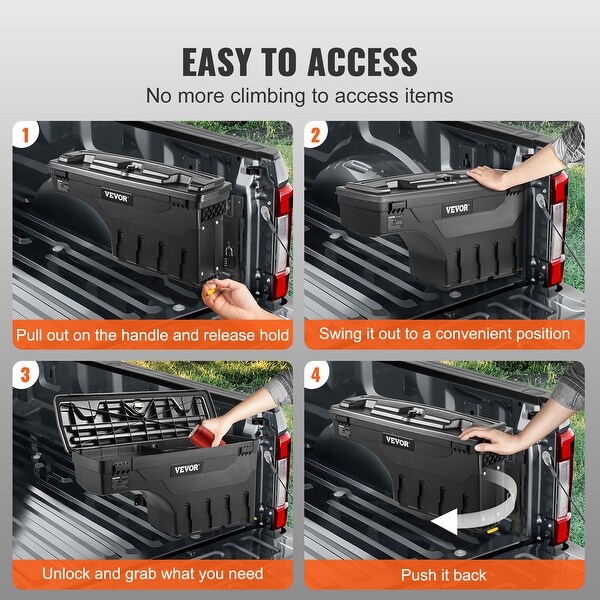 Truck Bed Storage Box, Lockable Swing Case with Password Padlock