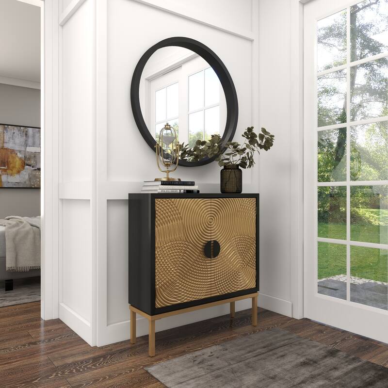 Black Wooden Room Wall Mirror