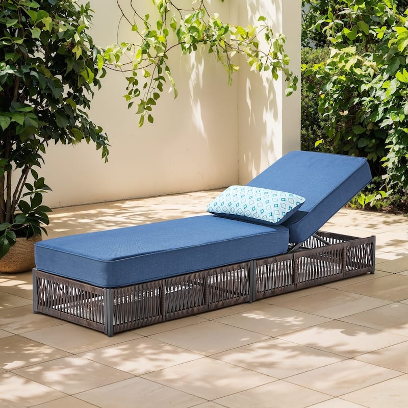 ArcoBay Brown Wicker Outdoor Patio Chaise Lounge with 5-Inch Thick Cushions