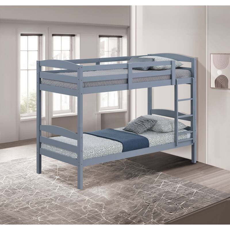 Twin Over Twin Bunk Bed Arch Design Gray Finish - Gray
