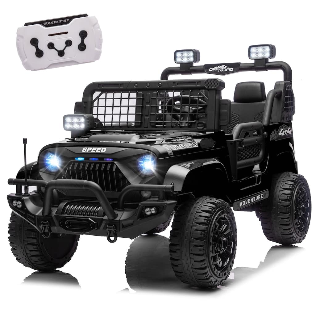 24V 100W*2 Two-seater Kids Ride On Car w/ RC - 3 Speed Adjustable, LED Headlights, 4-Wheel Shock Absorption