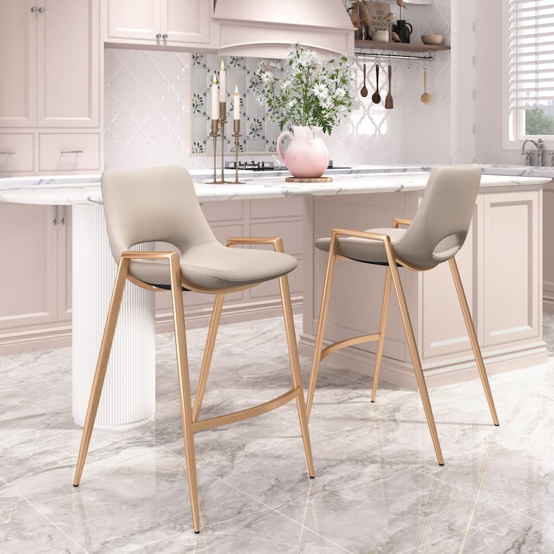 Desi Counter Stool Beige & Gold - Beige/Gold