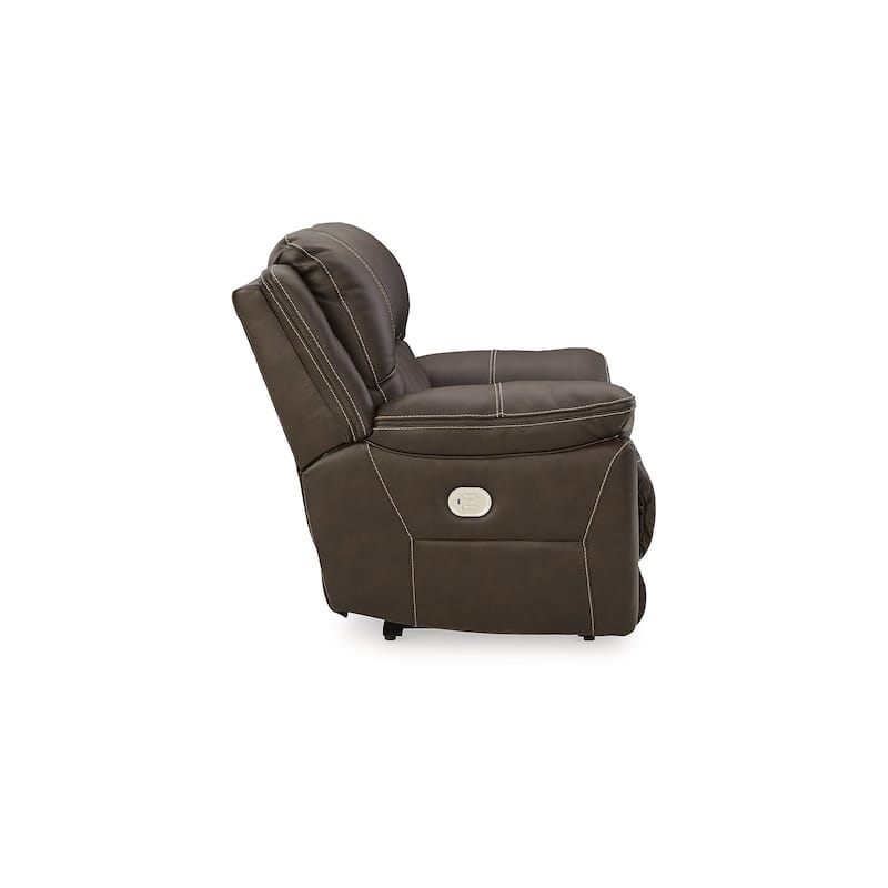 Signature Design by Ashley Dunleith Brown Leather Power Zero Wall Recliner