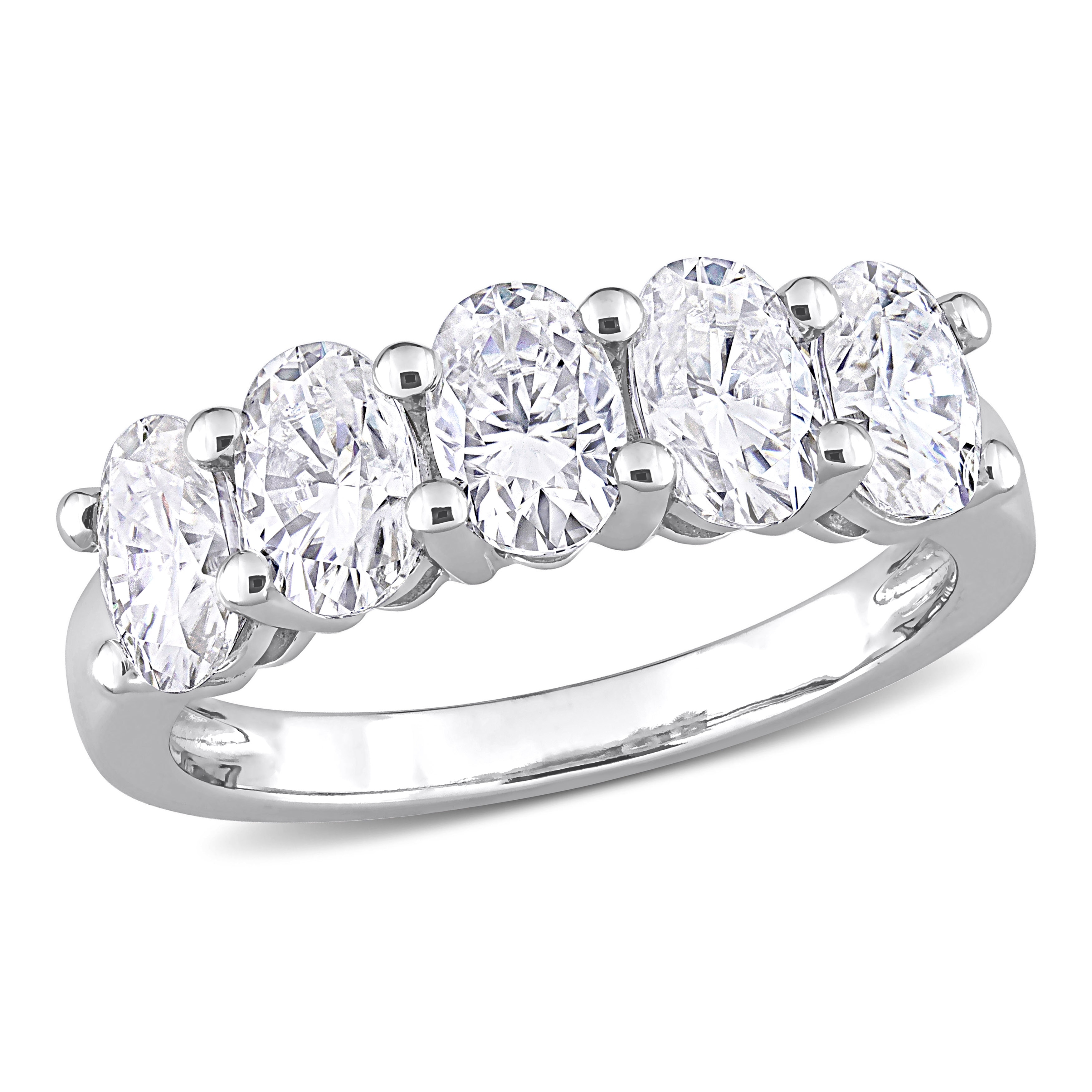 Miadora 2 1/2ct DEW Oval-cut Moissanite 5-Stone Semi-Eternity Band Ring in 10k White Gold