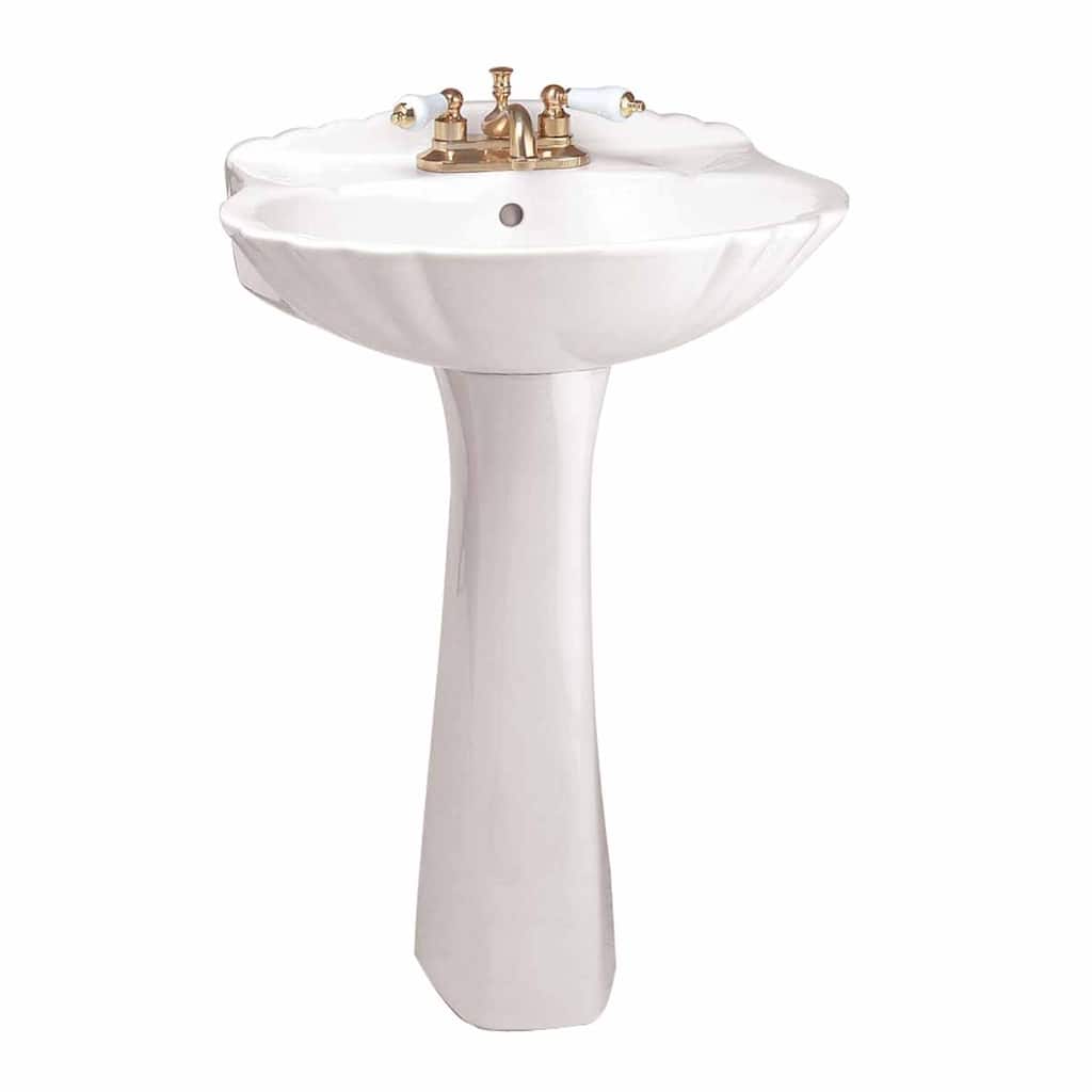 White China Pedestal Sink Bathroom Shell Shape 23 W x 33 1/8 H Renovators Supply