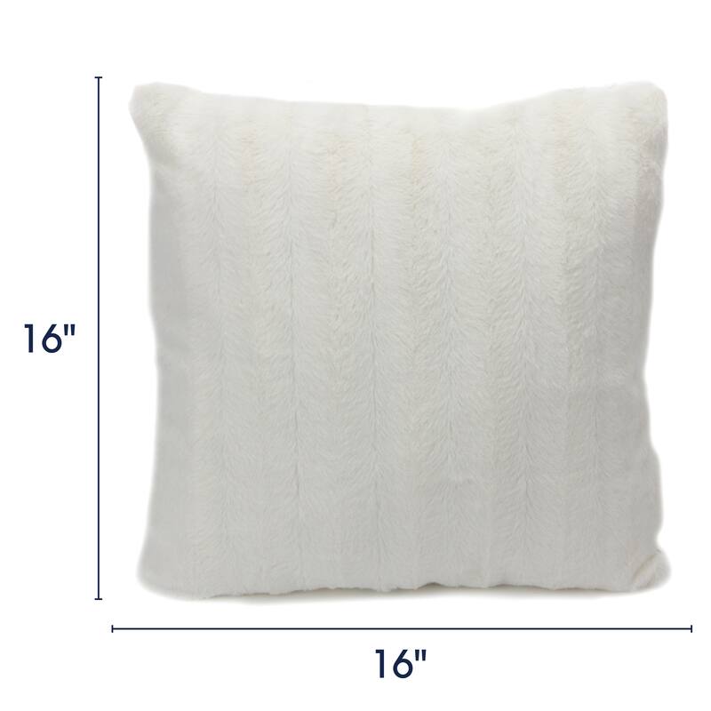 Cheer Collection Solid Color Faux Fur Throw Pillows (Set of 2) - 16 x 16 - White