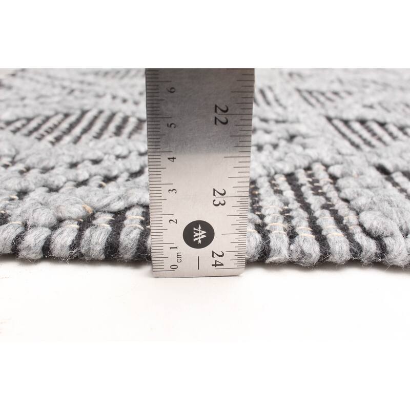 ECARPETGALLERY Braid weave Sienna Grey Wool Rug - 5'0 x 7'7