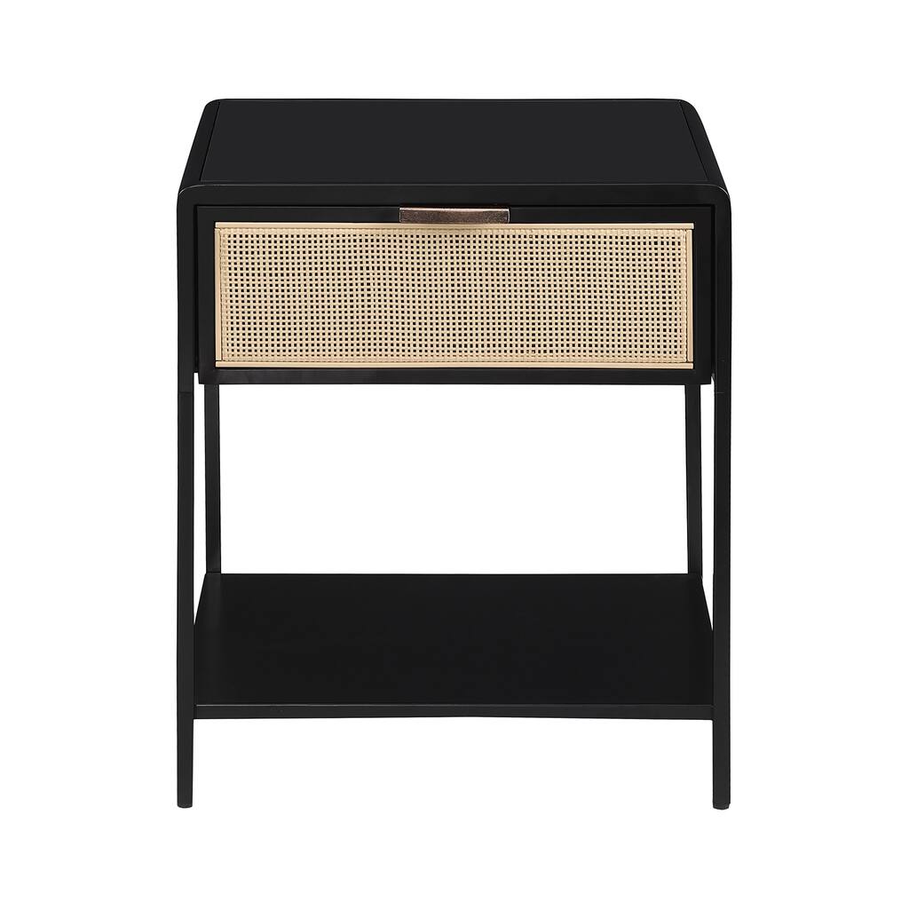 1 Drawer and 1 Open Shelf Metal Side Table