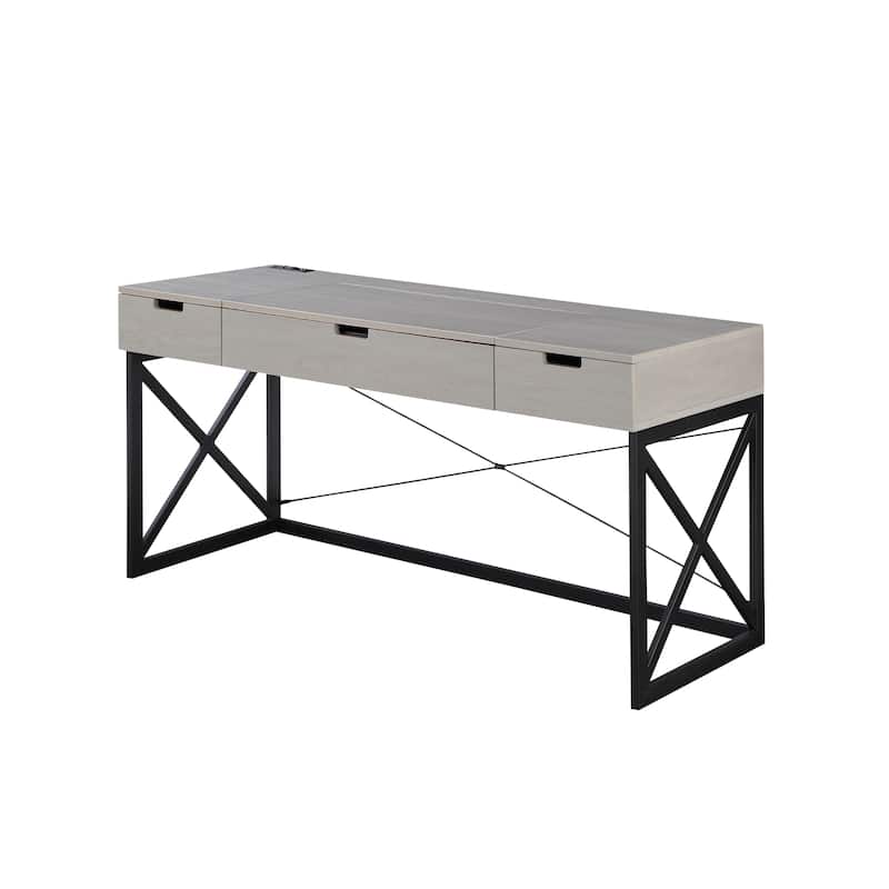 Bradford Farmhouse 59-inch Steel Lift Top Desk with USBs by Furniture of America