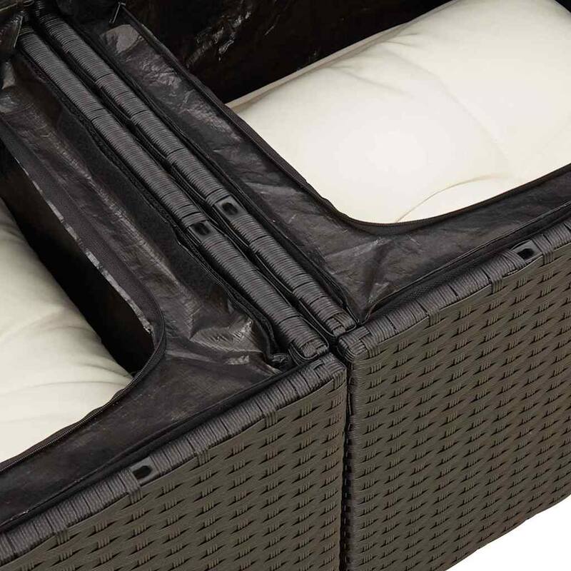vidaXL Patio Sofa Set with Cushions Outdoor Furniture 5 Piece Poly Rattan - 21.7 x 39.4 x 28.7