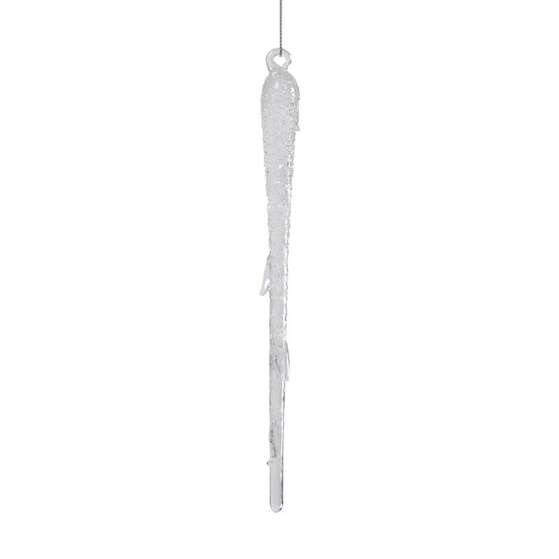 Clear Glass Icicle Ornaments, 12 Hanging Pieces (4 Sets of 3)