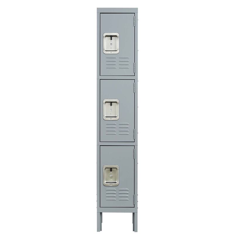 3 Door 66"H Metal Lockers With Lock for Employees,Storage Locker Cabinet for Home Gym Office School Garage,Gray