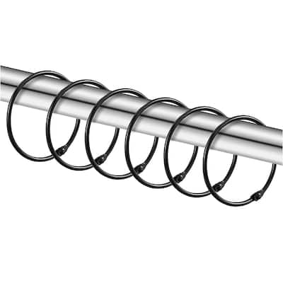 12 Piece Set - Matte Black Hoops Rings Heavy Duty Shower Curtain Hooks Rings Rustproof Metal - Matte Black