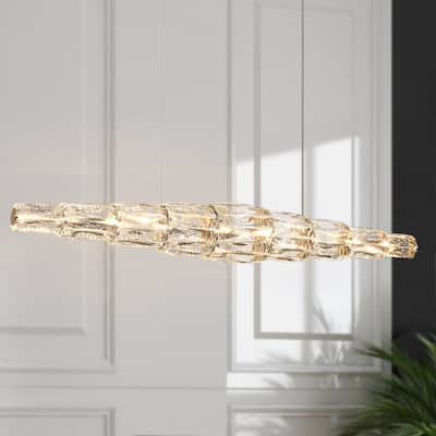 Modern Glam LED Crystal Linear Chandelier 42" W Island Lights for Kitchen Island - W 42.5" x H 66" Max