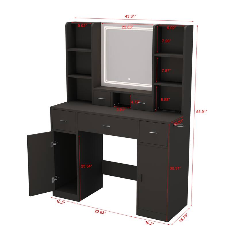 Make-Up Vanity Table with Mirror and Drawers