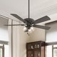 preview thumbnail 1 of 15, Hunter 52" Crestfield Ceiling Fan with 3-Light LED Light and Pull Chain - Farmhouse, Casual, Rustic Noble Bronze