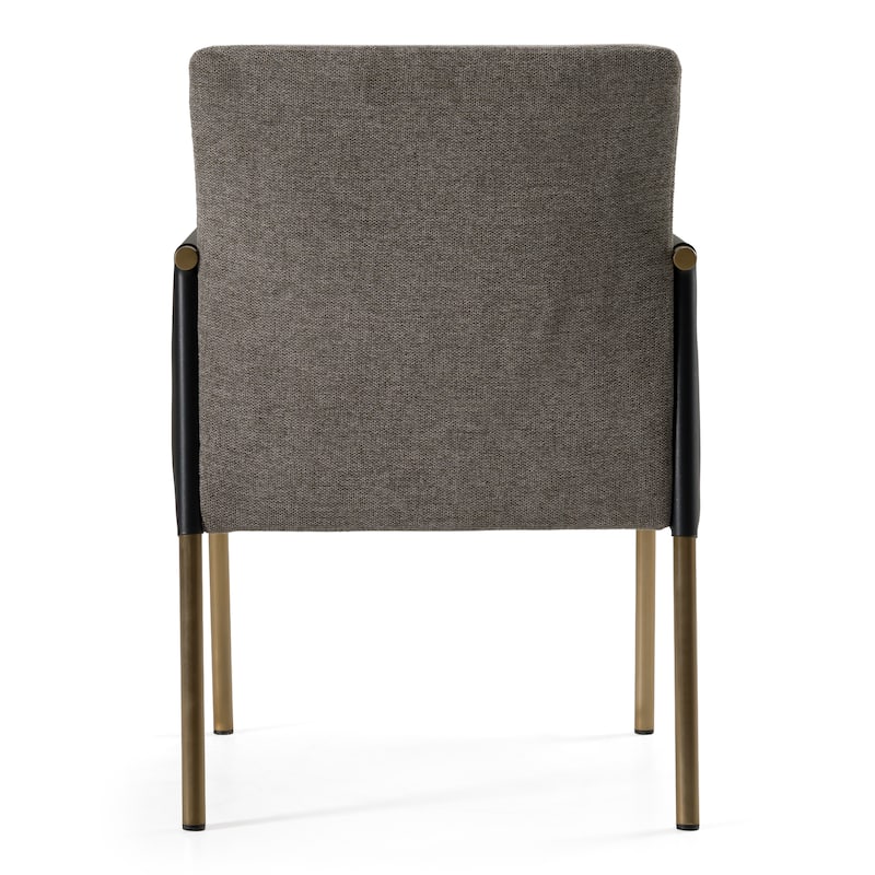 Modrest Engel Modern Dark Grey Vegan Leather + Grey Fabric + Antique Brass Dining Chair