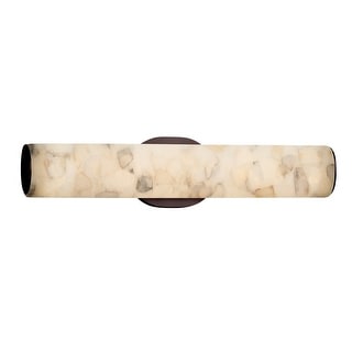 Justice Design Alabaster Rocks Eliptical 20-inch LED Dark Bronze ADA Wall/ Bath Light, Off-white Shade
