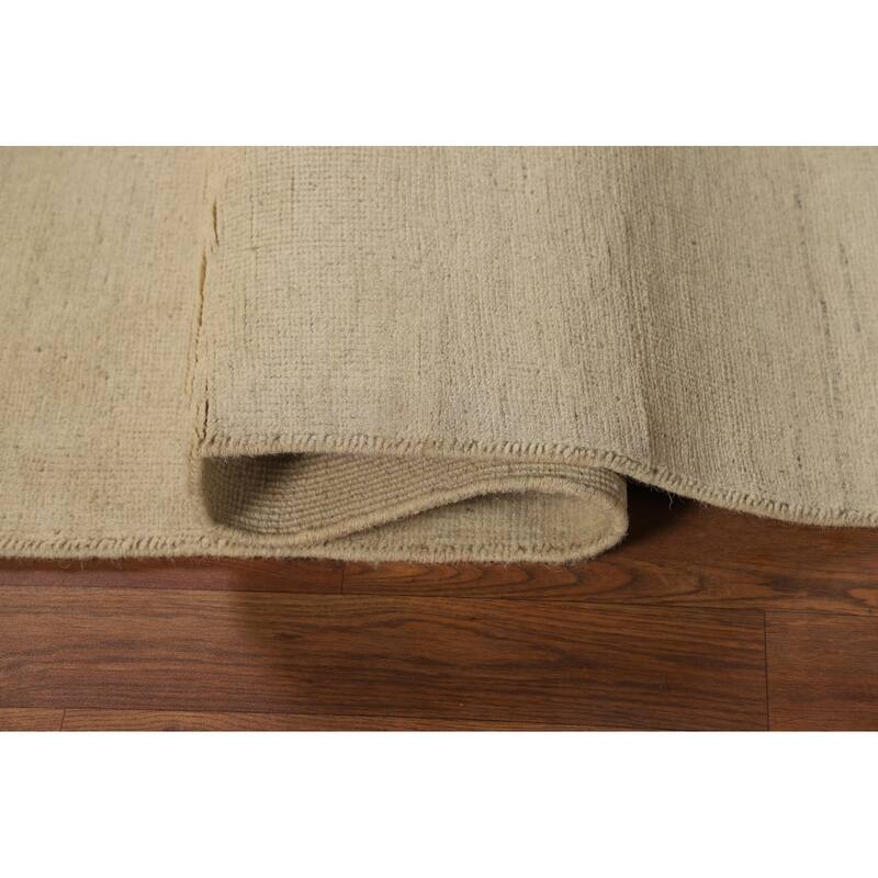 Solid Gabbeh Oriental Rug Hand-Knotted Wool Carpet - 3'7"x 7'3"