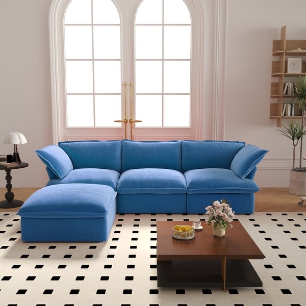 Cloud Sectional Sofa Down Feather Modular Couch L shaped Velvet Wide Deep Seat Convertible Sofa. On Sale Bed Bath Beyond 41012732