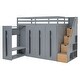 preview thumbnail 8 of 18, Gray Twin Size Solid Wood Modern Loft Bed with Storage Stairs and Wardrobes