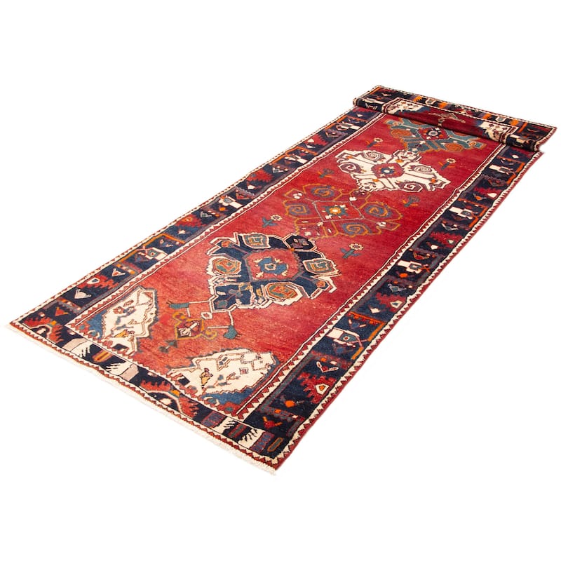 ECARPETGALLERY Hand-knotted Melis Vintage Burgundy Wool Rug - 4'11 x 13'11