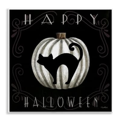 Stupell Happy Halloween Cat & Pumpkin Wall Plaque Art Design By Elizabeth Tyndall