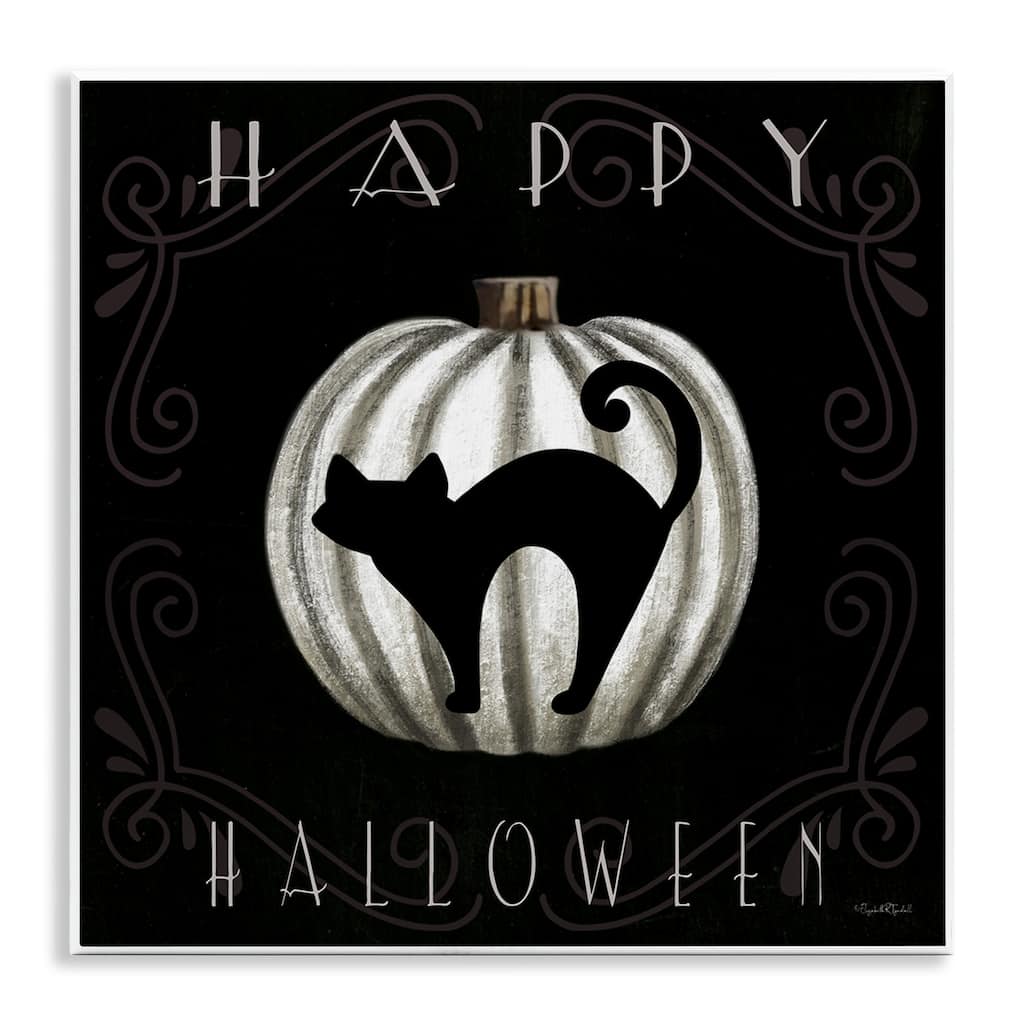 Stupell Happy Halloween Cat & Pumpkin Wall Plaque Art Design By Elizabeth Tyndall