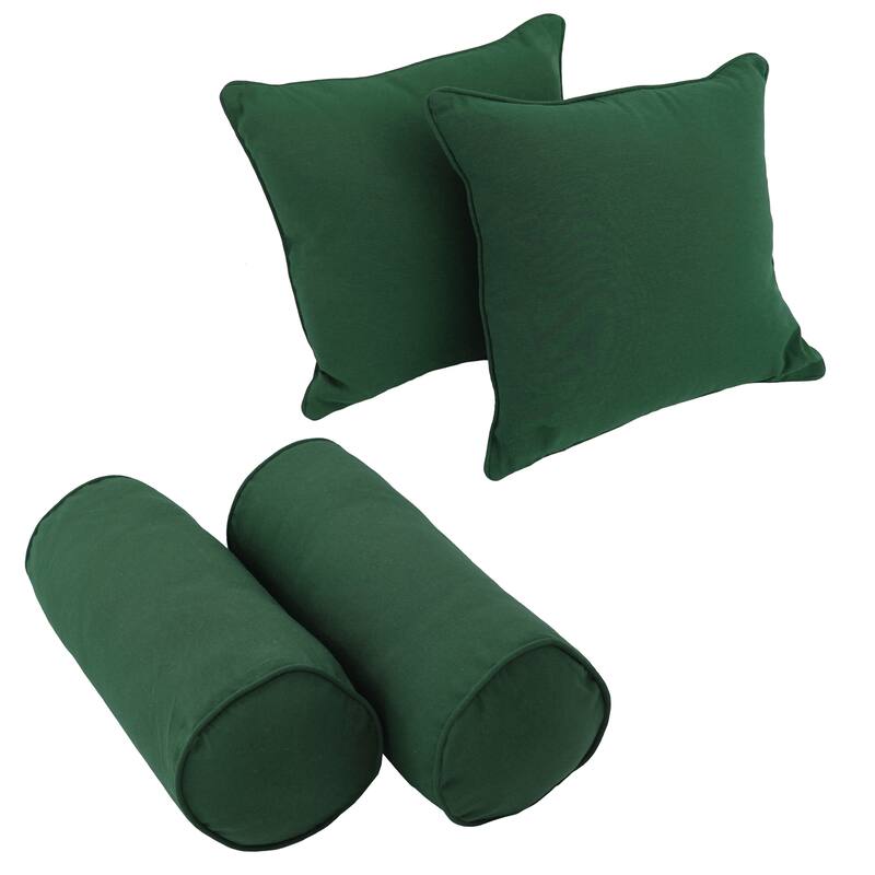Twill 4-Piece Bolster/Throw Pillow Set - Forest Green
