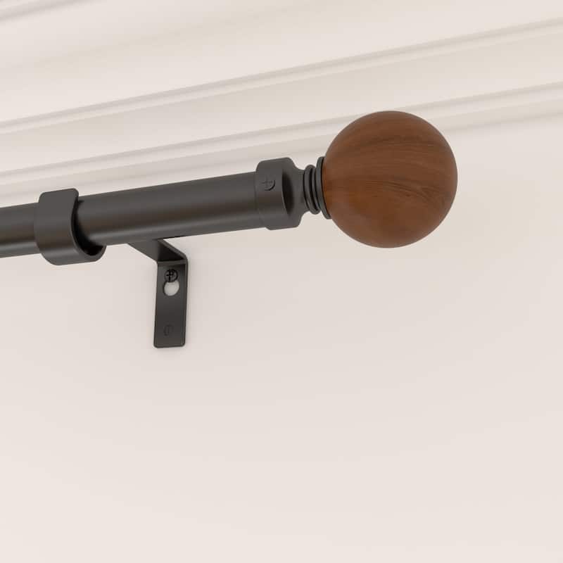 Acroma Adjustable Single Curtain Rod with Globe Ball Finial - 28 to 48 inches