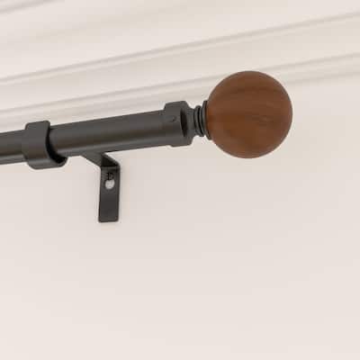 Acroma Adjustable Single Curtain Rod with Globe Ball Finial