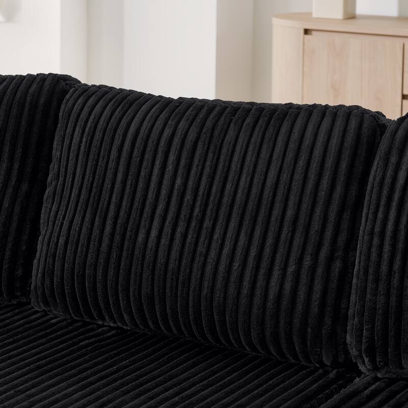 U-Shape Sleeper Sofa, Modular Corduroy Minimalist, Space-Saving