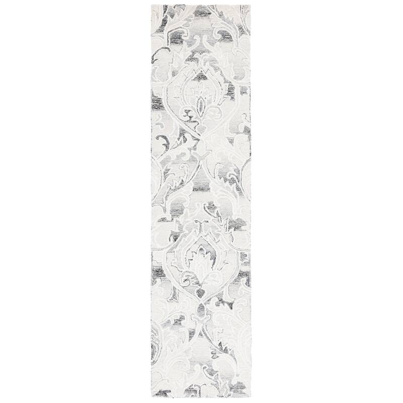 SAFAVIEH Handmade Metro Cally French Country Wool Rug - 2'3" x 9' Runner - Grey/Ivory