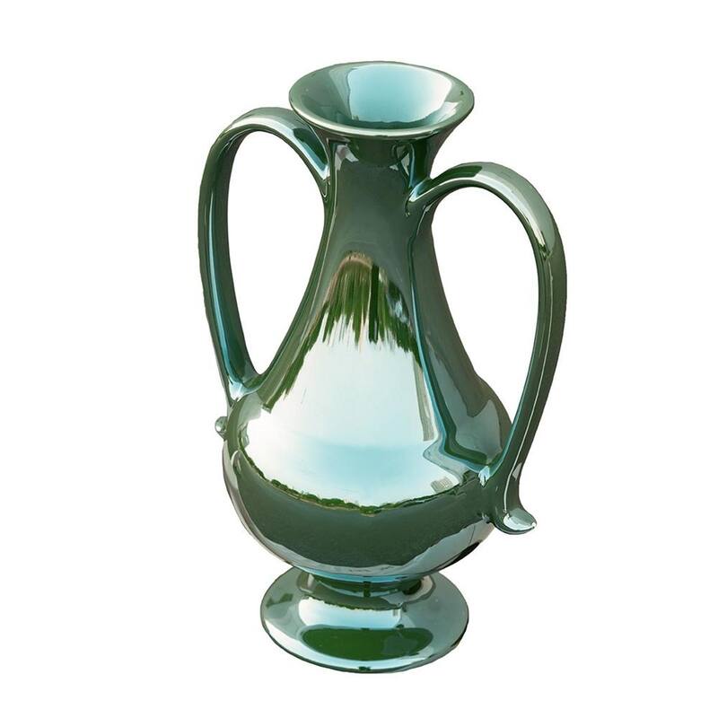 12" Green Ceramic Amphora Table Vase - 7.90