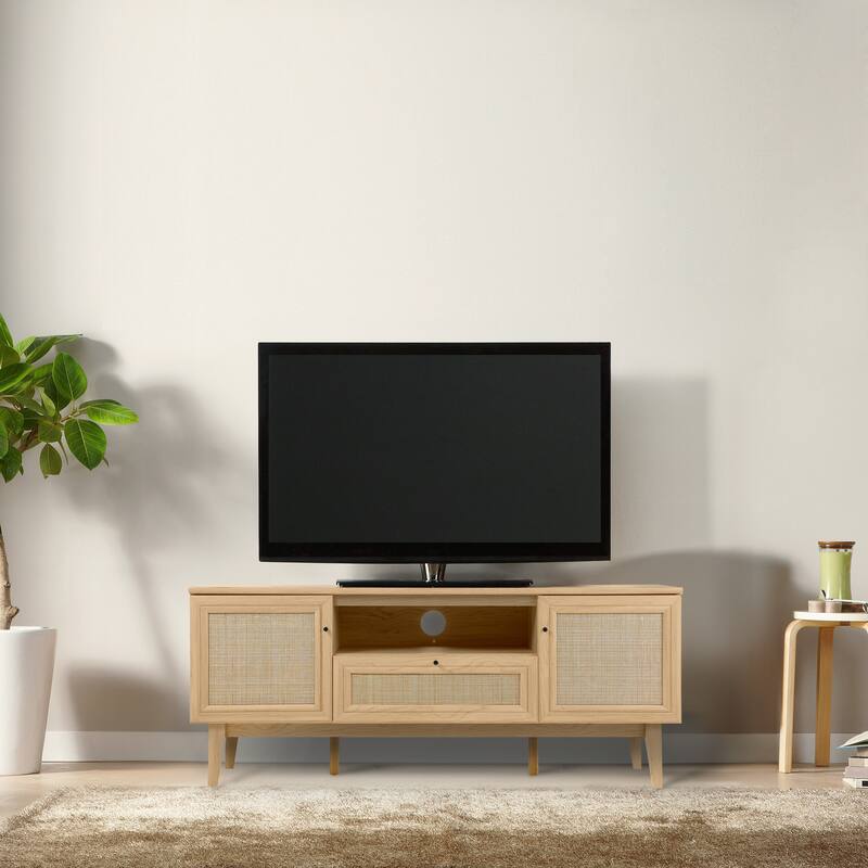 Gennaro 59 in. Farmhouse Caned TV Stand with Drawer and Storage Doors Fits TVs up to 65 in. with Cable Management, by JONATHAN Y