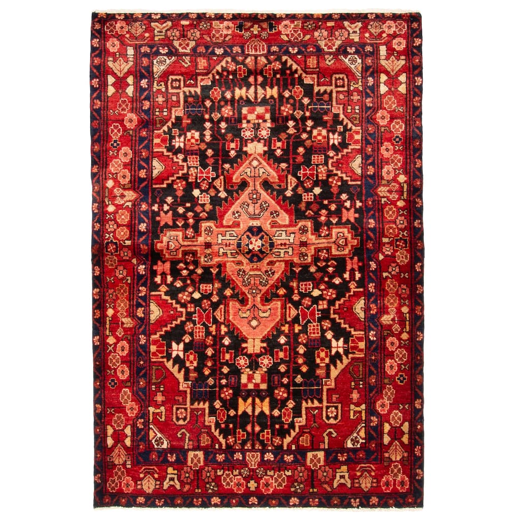 ECARPETGALLERY Hand-knotted Anatolian Vintage Black Wool Rug - 4'4 x 6'7