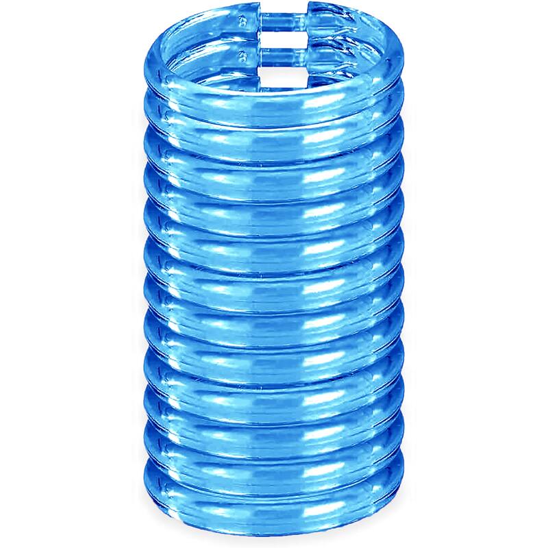12 Piece Premium Plastic Blue Shower Curtain Hooks Rings Round 2.3" Inches