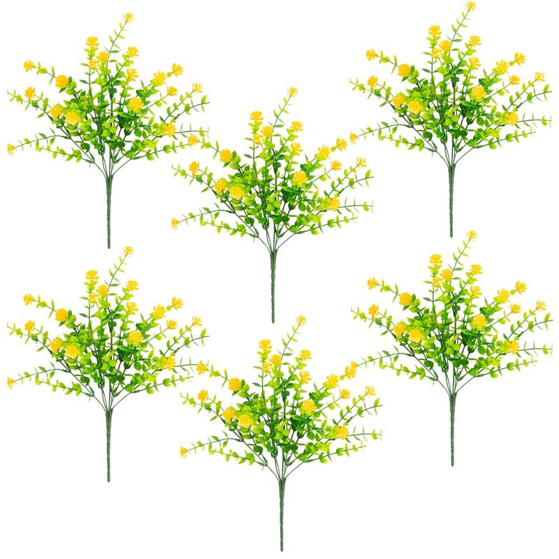 14-in UV Resistant Artificial Flowering Mini Rose Bush - Set of 12
