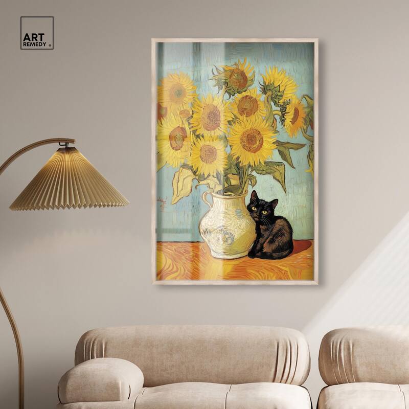 Sunflower Kitten Shadowbox by Art Remedy